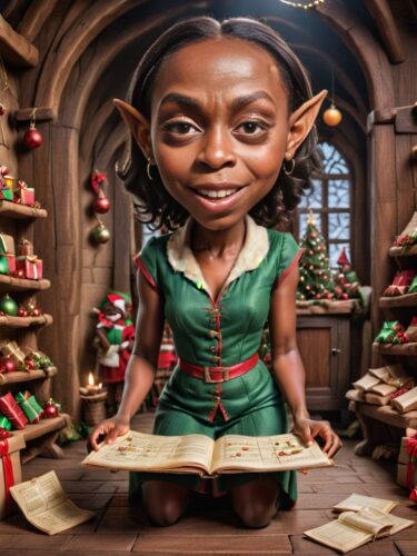 Young Tanzanian Woman Elf Inventing New Christmas Game