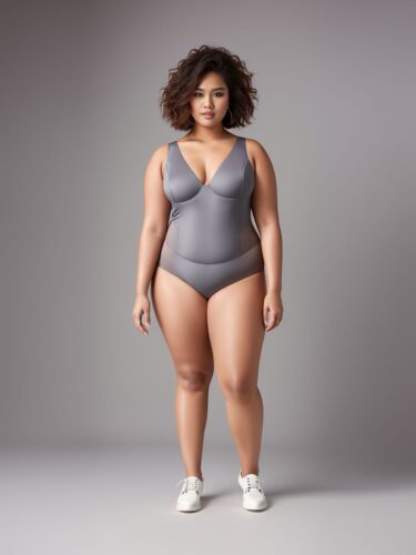 Contemporary Style: Young Southeast Asian Woman Plus Size Underwear Fashion Model