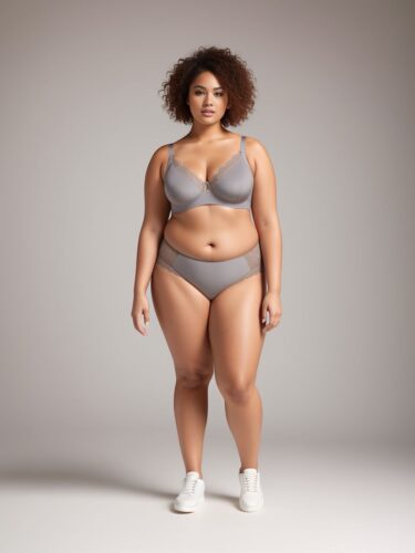 Young Woman Plus Size Underwear Fashion Model