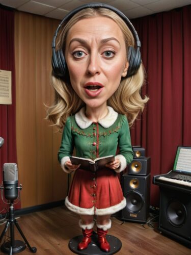 Young Danish Woman Elf Recording Festive Holiday Songs