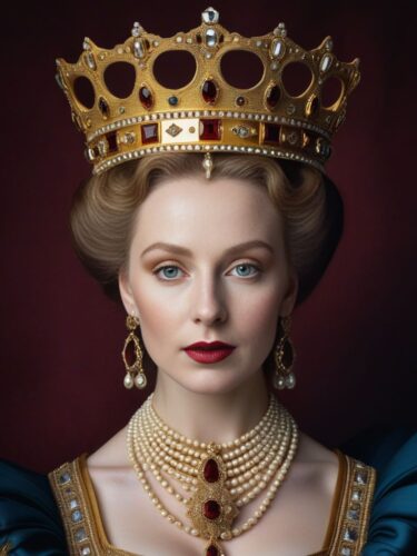 Regal Queen in a Golden Crown