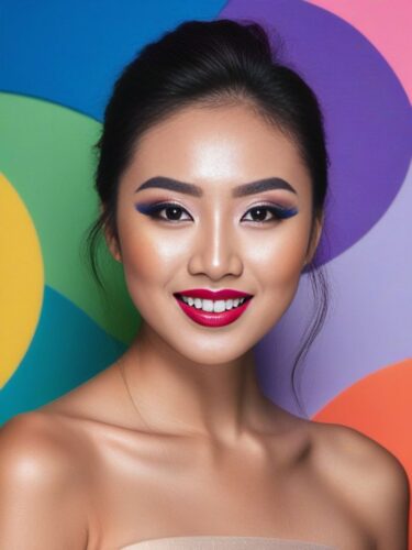 Happy Asian Makeup Model