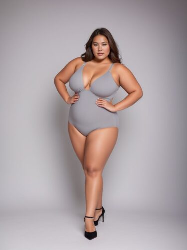 Young Arctic Indigenous Plus Size Woman in Fashion Underwear