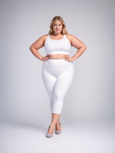 Young Scandinavian Plus Size Woman in Professional White Apparel