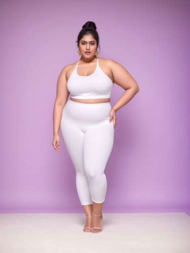 Graceful South Asian Plus Size Woman in White Apparel