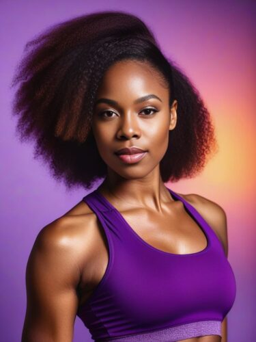 African American Woman in Purple Yoga Top