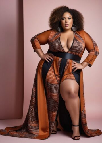 Plus-Size Woman in Geometric Outfit: Boudoir Session