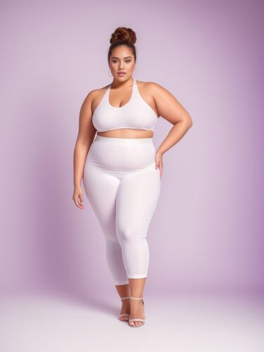 Confident Plus Size Woman in Professional White Apparel