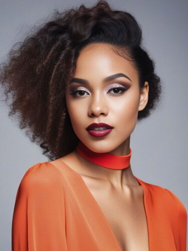 Biracial Young Woman with a Modern Cut and Unique Makeup Style