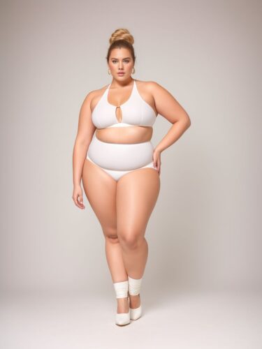 Young Plus Size Woman in Professional White Apparel
