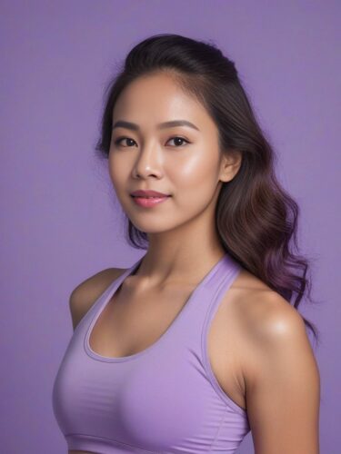 Young Southeast Asian Woman in Lavender Yoga Top