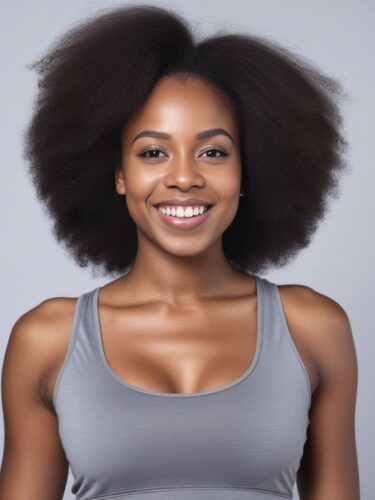Happy Young Afro-Caribbean Woman with Straight Hair