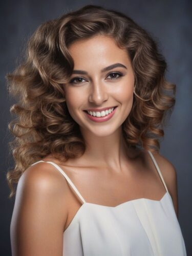 Smiling Young Woman with Wavy Hair