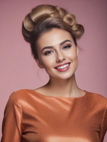 Happy Young Woman with Fashionable Hairdo