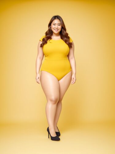 Delighted East Asian Plus Size Model