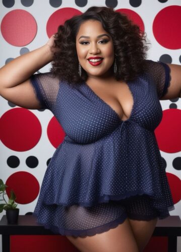 Plus-Size Woman in Playful Boudoir Session