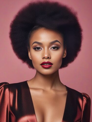 Young Afro-European Woman with Trendy Hairstyle and Chic Makeup