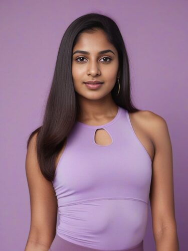 Young South Asian Woman in Lilac Yoga Top
