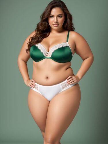 Confident Plus Size Hispanic Woman in White Underwear
