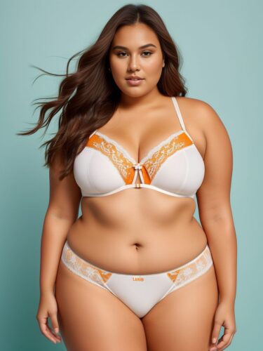 Young Indigenous Plus Size Woman in White Underwear