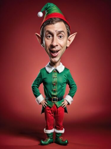 Fun Caricature of a Christmas Elf