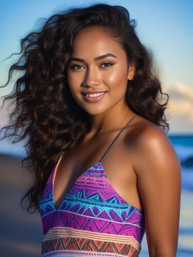 Vibrant Polynesian Model with Beachy Waves