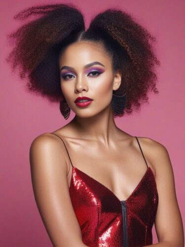 Trendy Mixed Race Model with Creative Hairstyle and Unique Makeup
