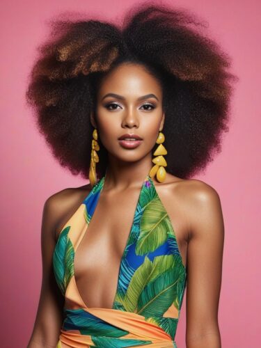 Exotic Afro-Caribbean Model with Textured Hair