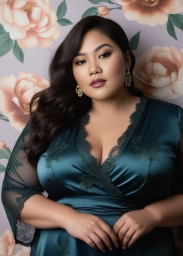 Dreamy and Poised: A Plus-Size Woman in a Boudoir Studio