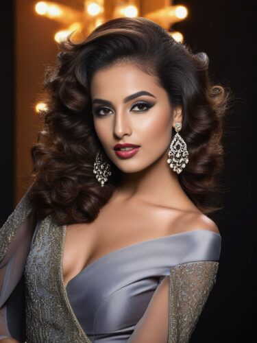Luxurious Arab Model with Lavish Hairdo and Dramatic Makeup