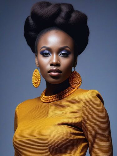 Artistic Young West African Model with Natural Hairstyle and Creative Makeup