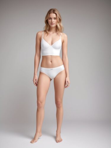 Serene Composure: Professional Fashion White Underwear Photoshoot