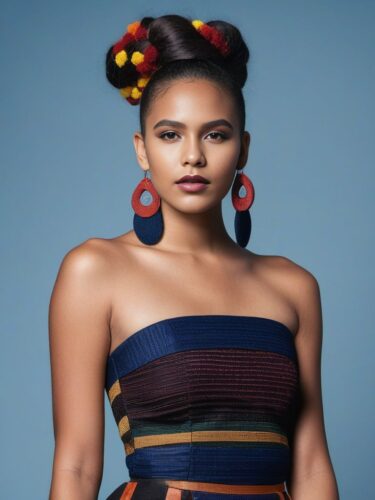 Bold Indigenous Australian Model with Unique Hairstyle and Makeup