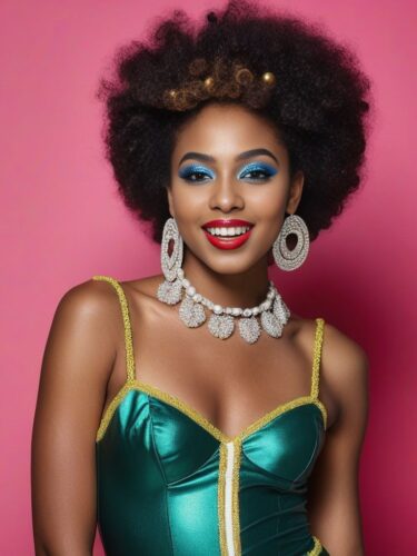 Carnival-themed Afro-Brazilian Model with Curly Hair
