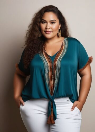 Plus-size Woman with Polynesian Roots in a Studio