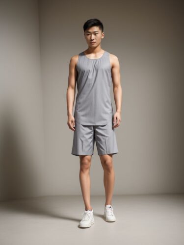 Young East Asian Man Fashion Modeling