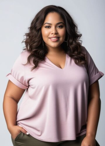 Young Plus-Size Woman in Casual Chic Outfit – Stock Photo