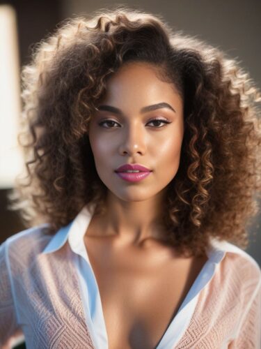 Mixed Race Glam Woman with Beachy Curls