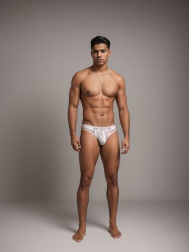 Elegant Hispanic Man in Fashion Underwear