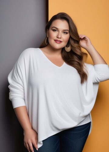 Confident Plus-Size Woman in Fashionable Outfit – Stock Photo