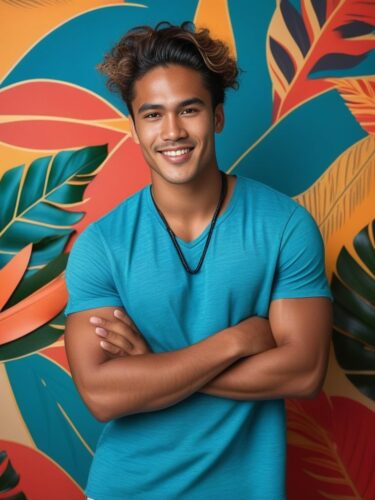 Laid-back Polynesian Male Model with Beachy Hair