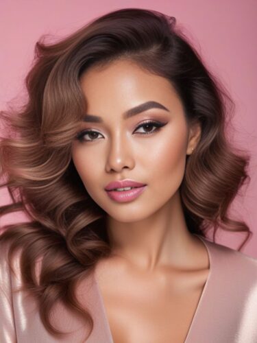 Eurasian Glam Woman with Soft Curls