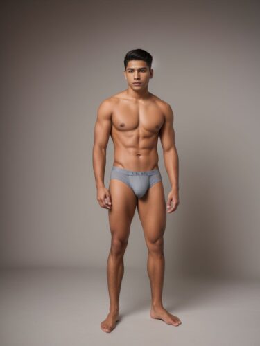 Young Hispanic Man’s Fashion Underwear Modeling