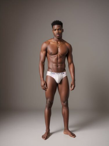 Young Black Man Fashion Underwear Model