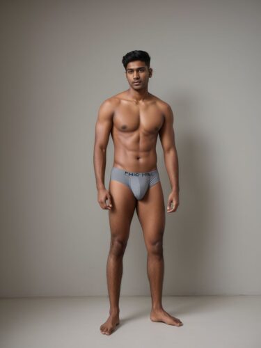 Young South Asian Man Fashion Underwear Model