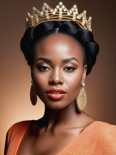 East African Glam Woman with Crown Braid