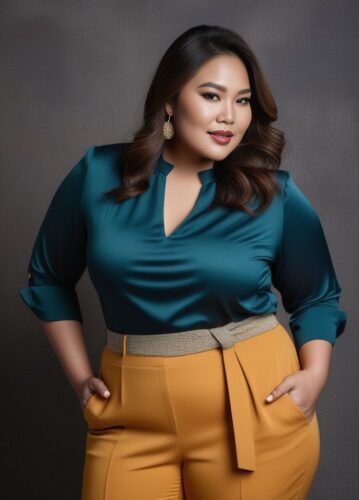 Plus-size Woman in Casual Chic Outfit – Stock Photo