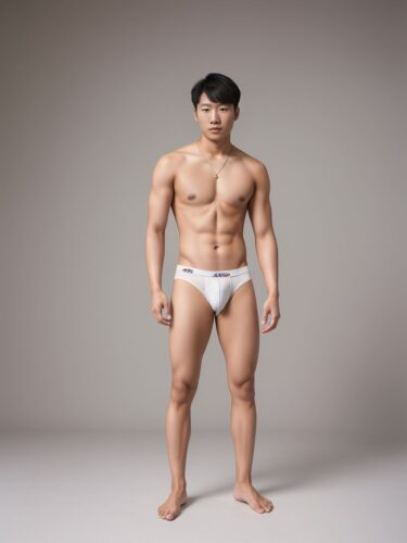Young East Asian Man’s Fashion Underwear Modeling