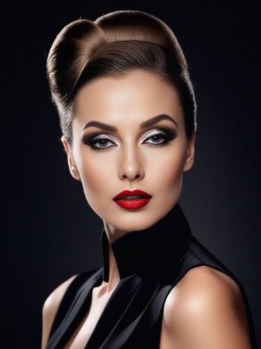 European Glam Woman with Sophisticated Updo