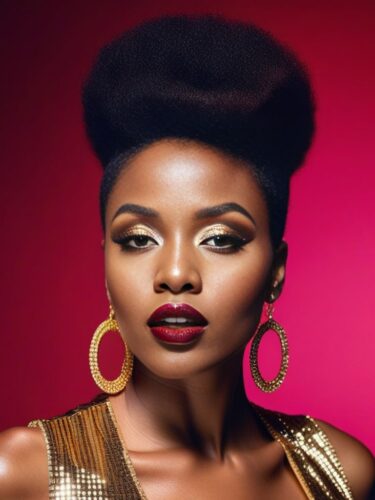 Afro-Caribbean Glam Woman with High Top Fade
